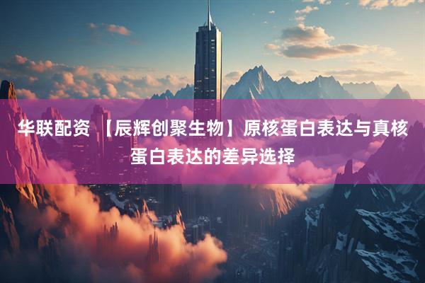 华联配资 【辰辉创聚生物】原核蛋白表达与真核蛋白表达的差异选择
